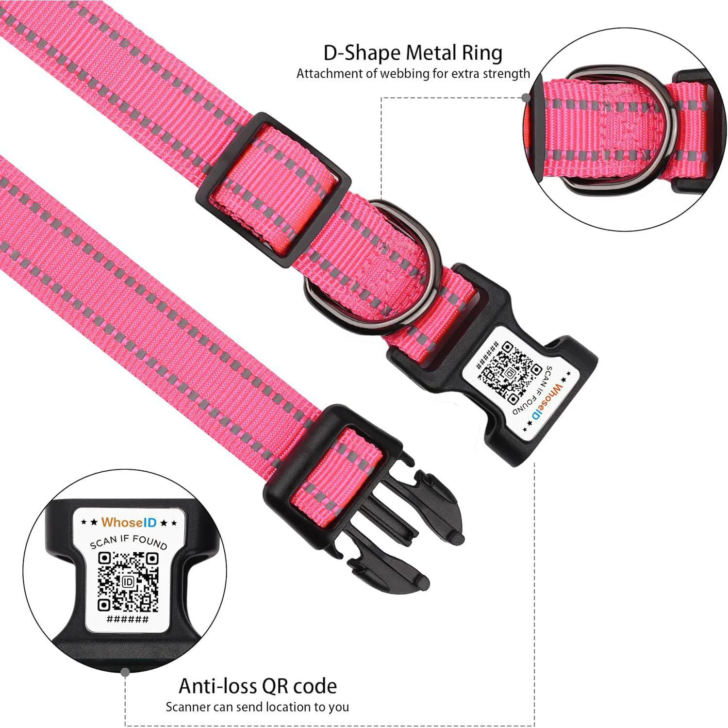 Collar Para Perro Con Soporte Airtag Y Código QR Reflectante Ajustable 5
