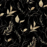 Vinilo Autoadhesivo Negro Y Dorado Hojas Para Paredes Y Muebles