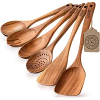 Juego de Utensilios en Madera de Teca de Lujo 6 Piezas Boxiki Kitchen