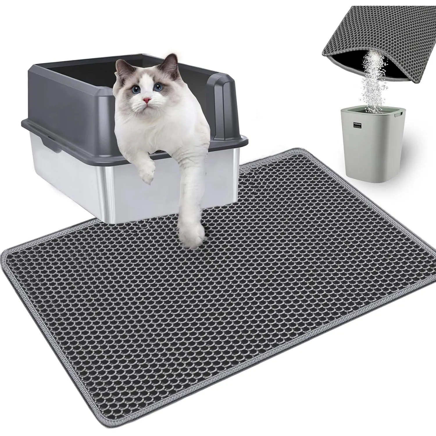 Tapete Xuanyaente Para Arena De Gato Con Doble Capa Impermeable Y Antideslizante