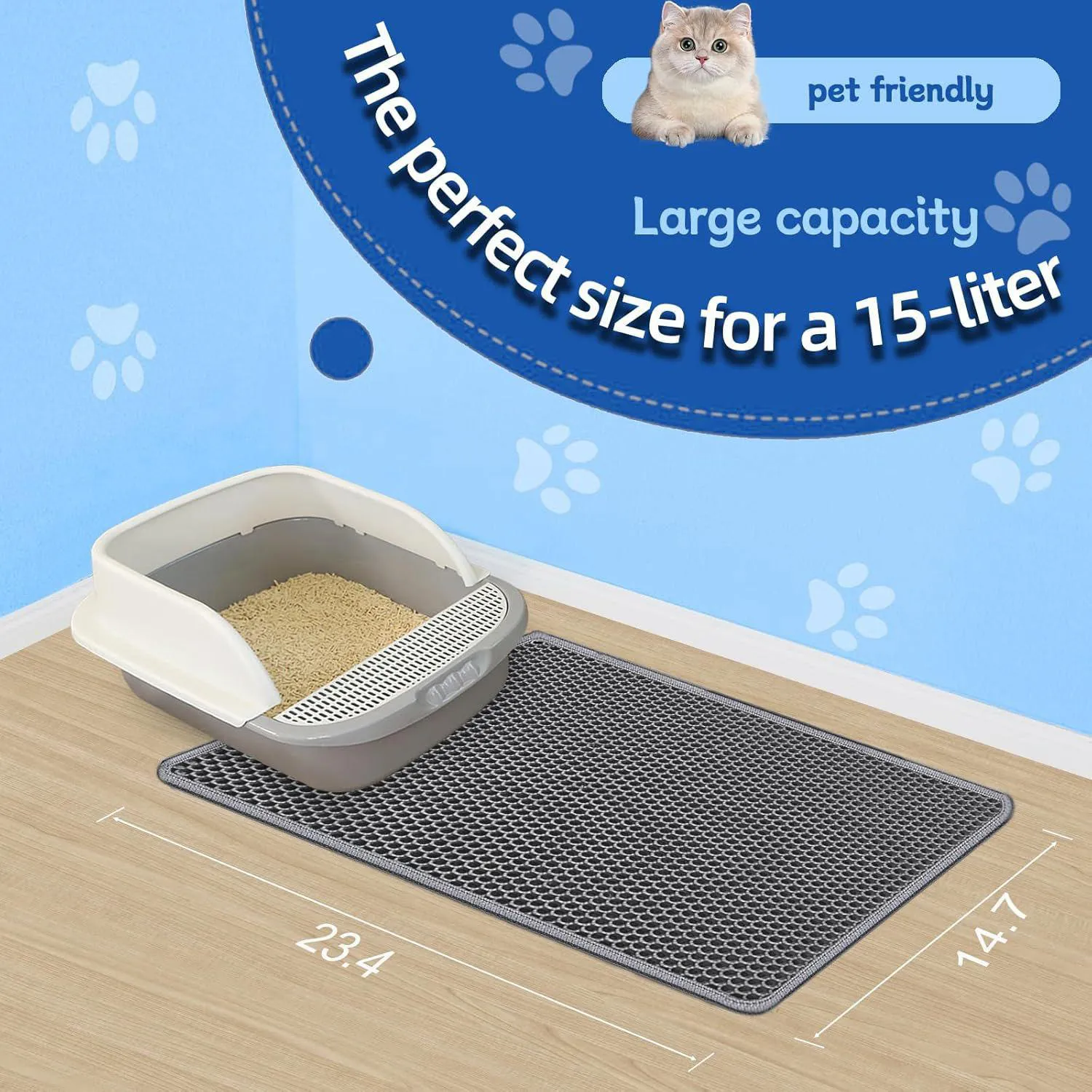 Tapete Xuanyaente Para Arena De Gato Con Doble Capa Impermeable Y Antideslizante 6