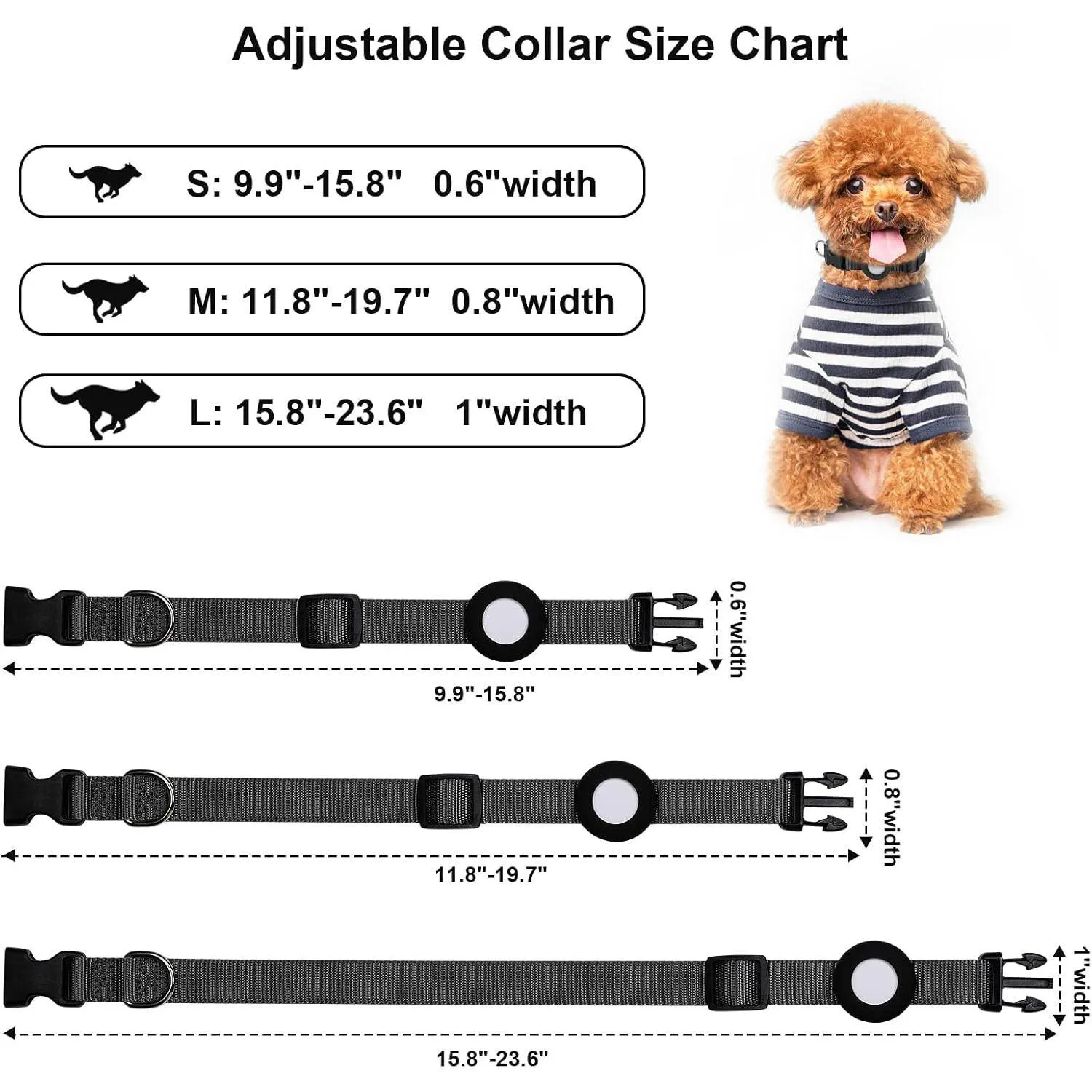 Collar Para Perro Ajustable Con Soporte Airtag Impermeable Y Hebilla Segura 4
