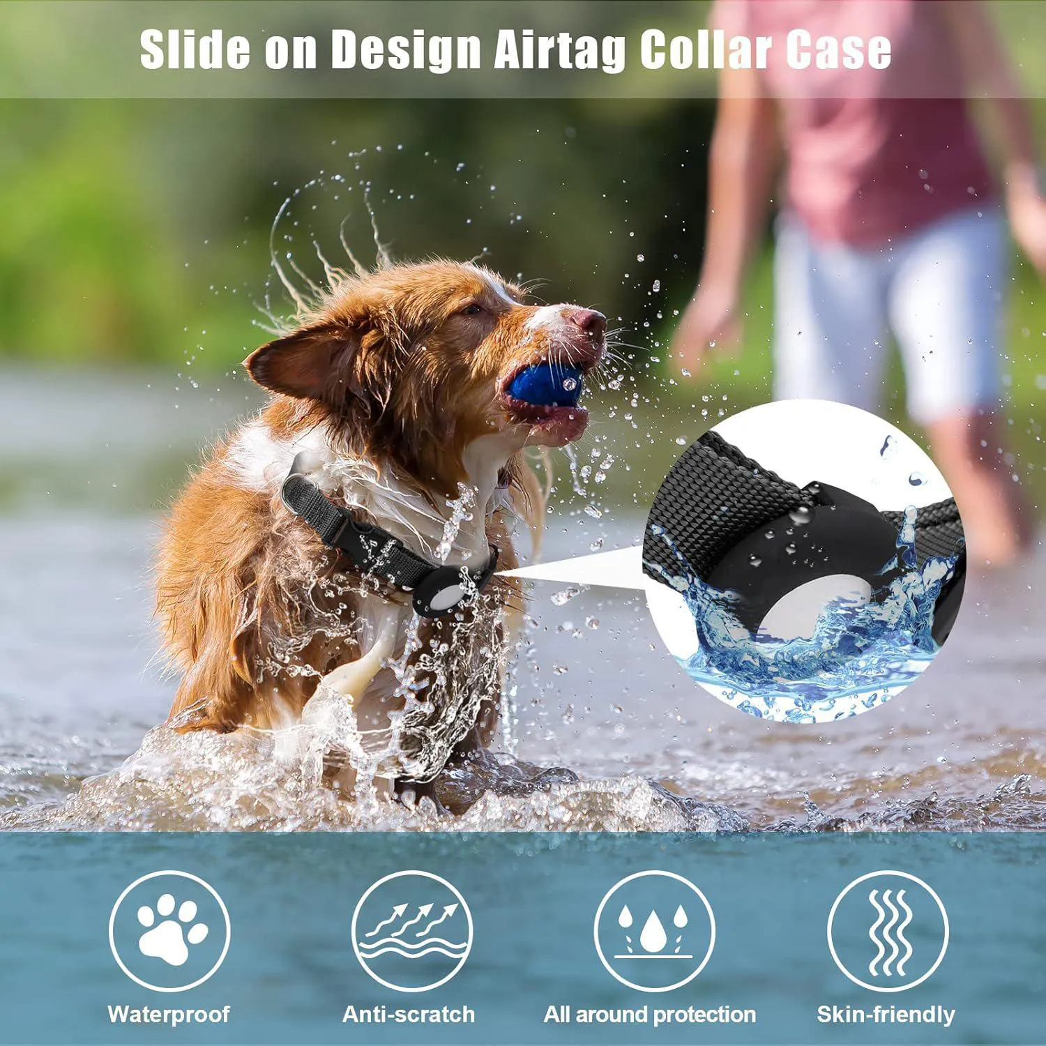 Collar Para Perro Ajustable Con Soporte Airtag Impermeable Y Hebilla Segura 5