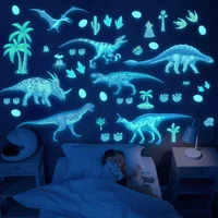 Calcomanías Dinosaurios Brillan Oscuro Vinilo Infantil Decoración Pared