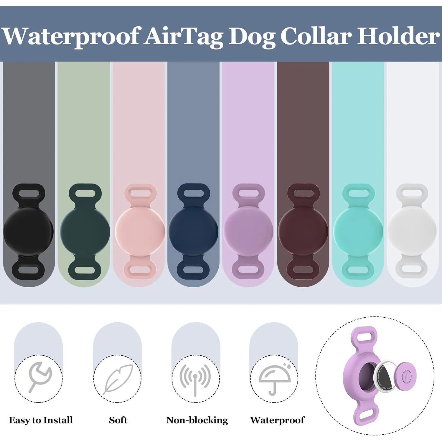 Soporte Airtag Para Collar De Mascota Impermeable Ajustable Y Resistente 6