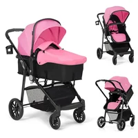 Coche Convertible para Bebé con Suspensión y Almacenamiento Amplio
