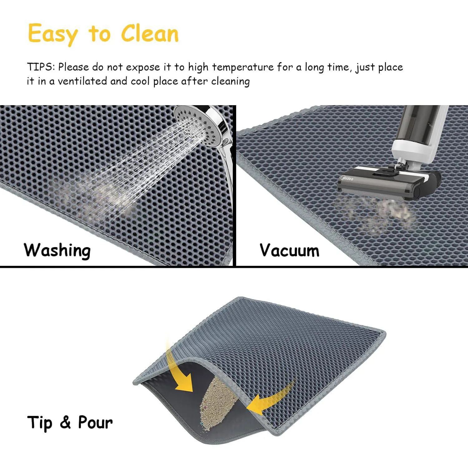 Tapete De Doble Capa Impermeable Para Caja De Arena De Gatos Dotpurfect Gris 5