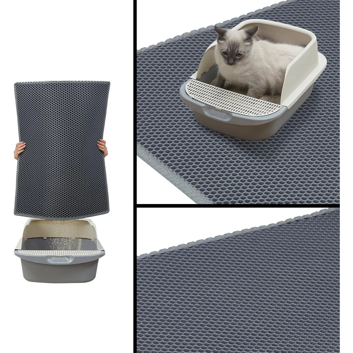 Tapete De Doble Capa Impermeable Para Caja De Arena De Gatos Dotpurfect Gris 7