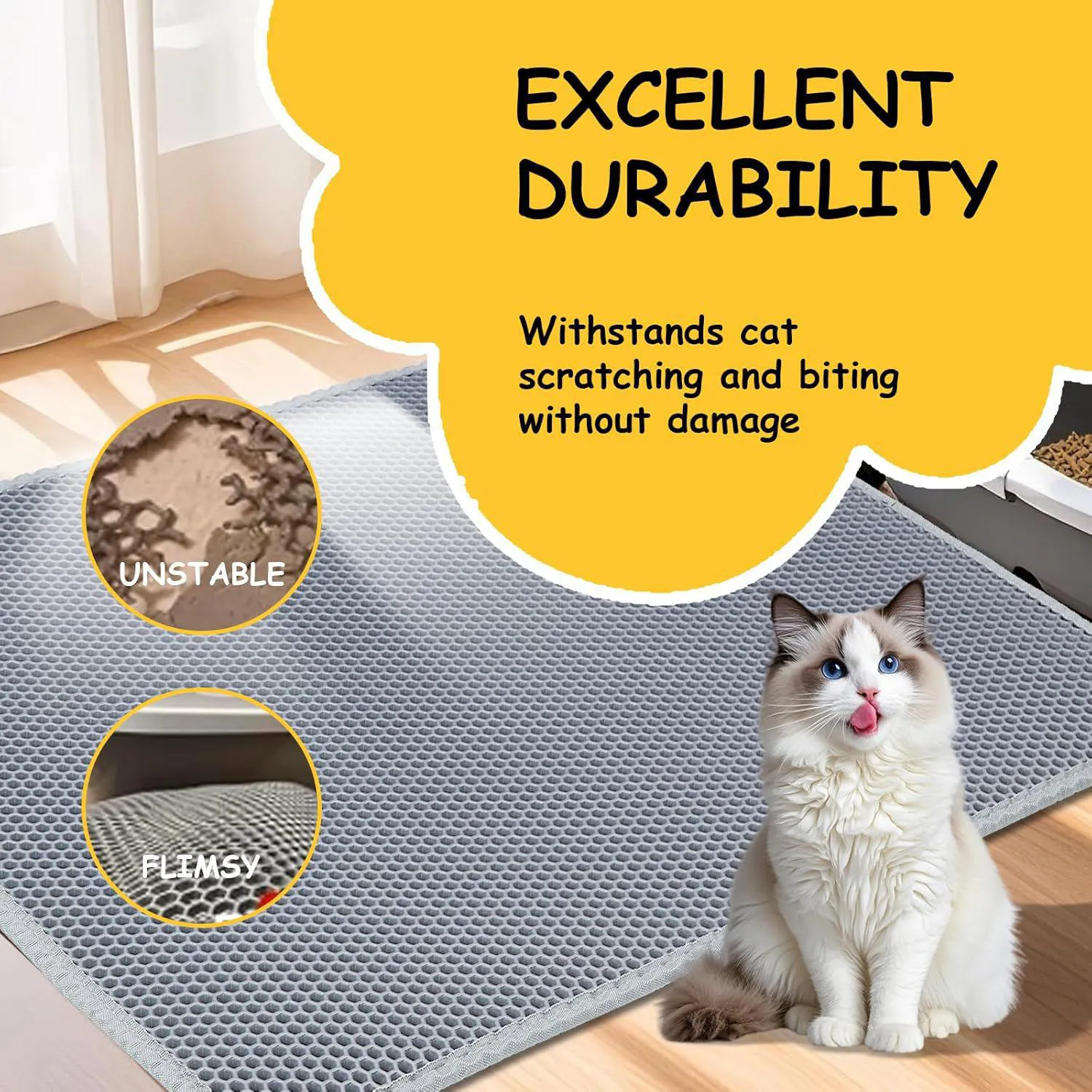 Tapete De Doble Capa Impermeable Para Caja De Arena De Gatos Dotpurfect Gris 8