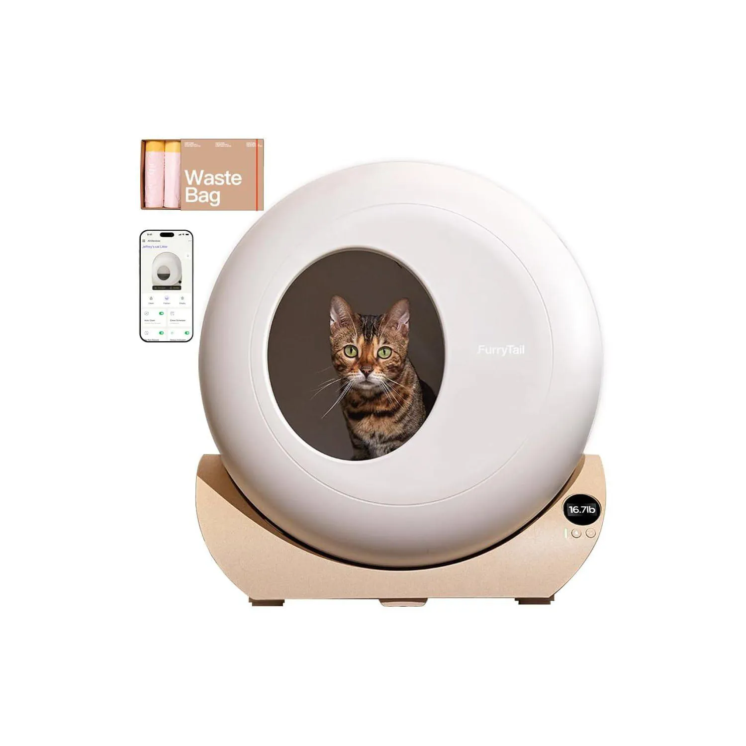 Caja De Arena Automática Para Gatos Furrytail Con Control De Aplicación