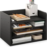 Organizador de Escritorio de Madera con Cuatro Niveles Negro