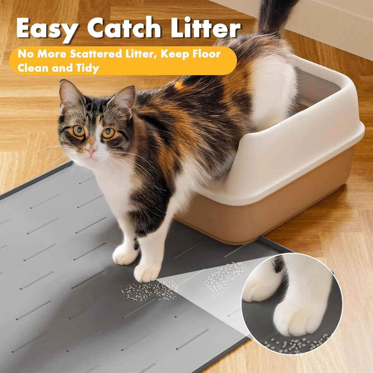Tapete Pieviev De Silicona Para Arena De Gato Impermeable Fácil De Limpiar Y Antideslizante
