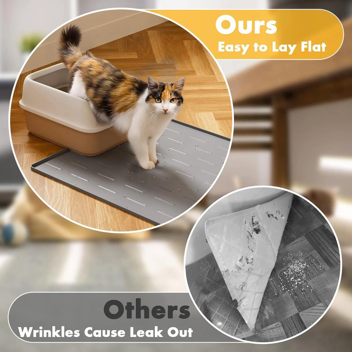 Tapete Pieviev De Silicona Para Arena De Gato Impermeable Fácil De Limpiar Y Antideslizante 3