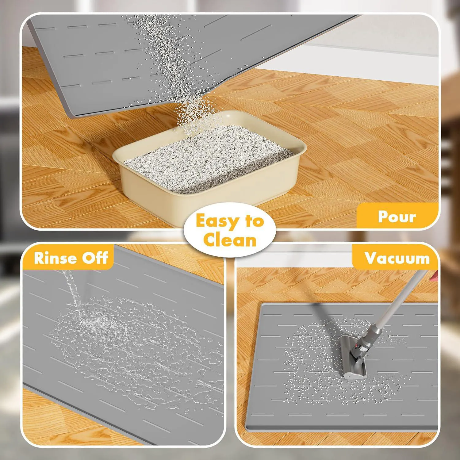 Tapete Pieviev De Silicona Para Arena De Gato Impermeable Fácil De Limpiar Y Antideslizante 5