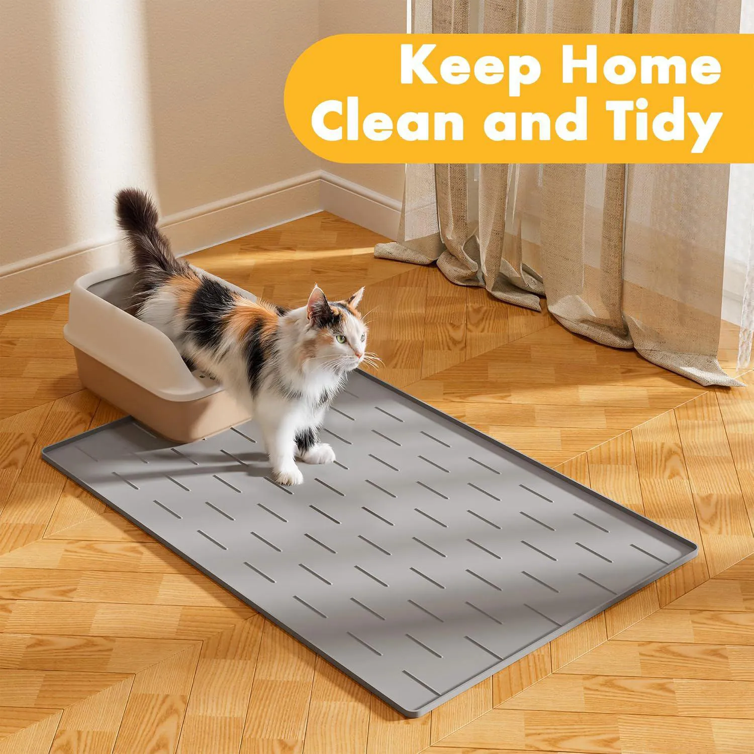 Tapete Pieviev De Silicona Para Arena De Gato Impermeable Fácil De Limpiar Y Antideslizante 8