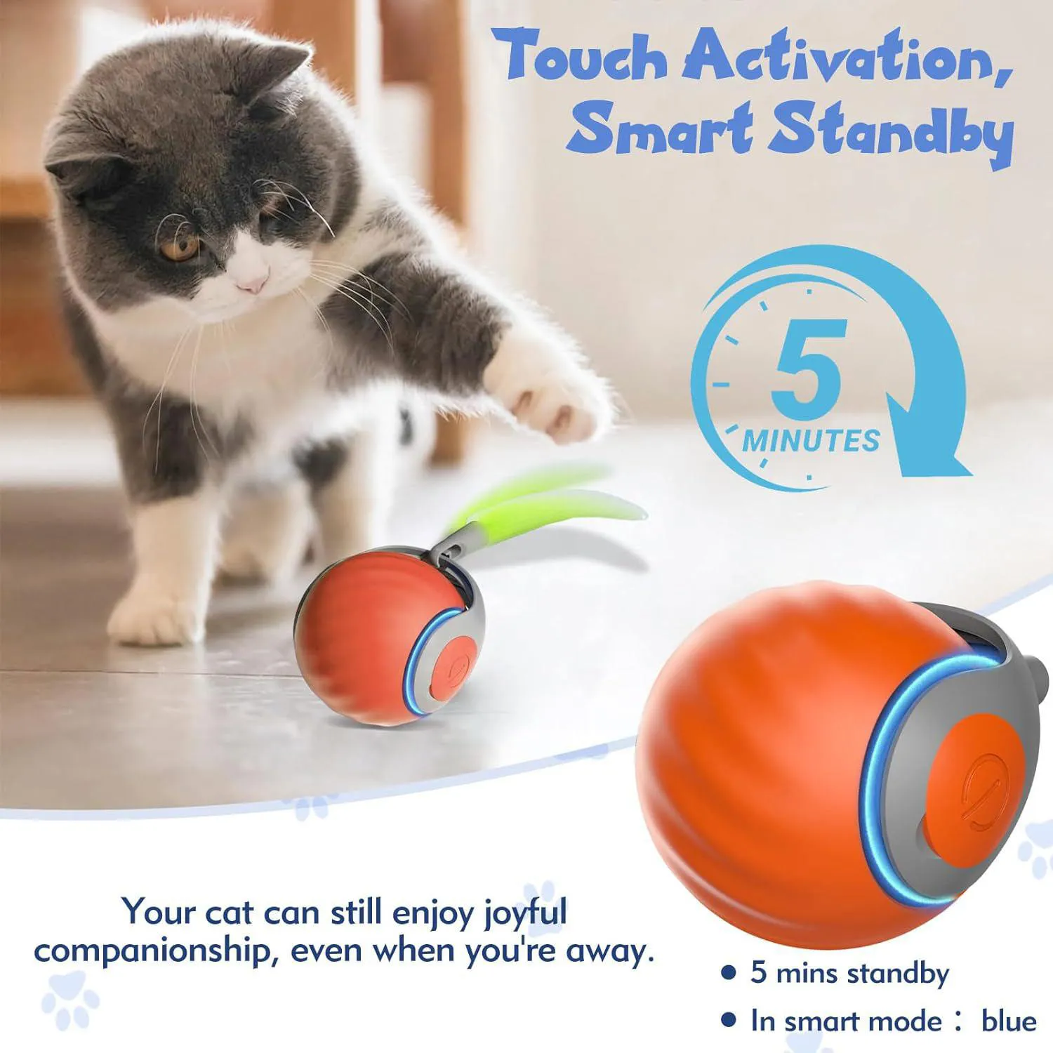 Juguete Interactivo Para Gatos Nonendu Bola Automática Con Cola Recargable 4