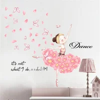 Vinilo Decorativo Bailarina y Mariposas Rosa