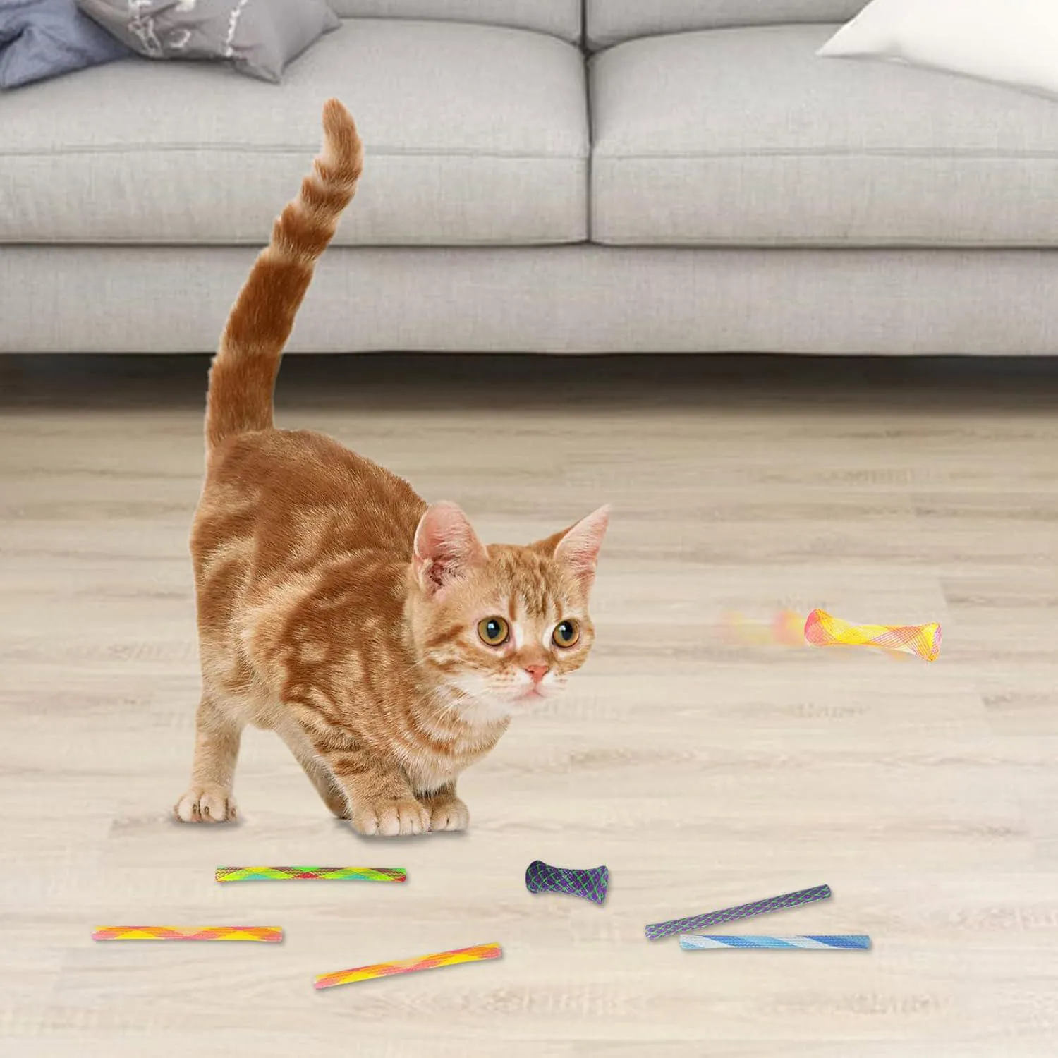 Juguete Tubo Para Gatos De Malla De Nailon Plegables Y Resistentes 5