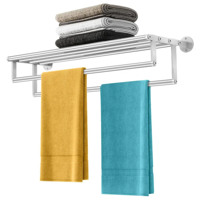 Toallero Doble con Estante de Acero Inoxidable para Baño Moderno ...
