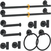 Juego de Toalleros de Acero Inoxidable Negro Mate para Baño Moderno