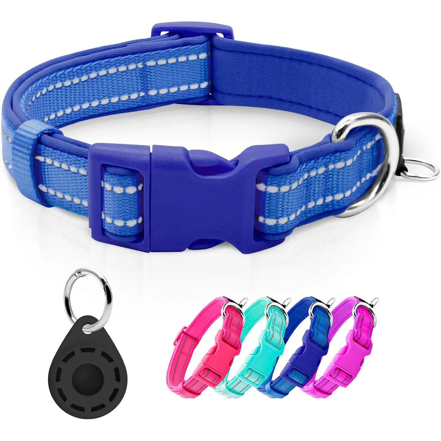 Collar Ajustable Para Perro Con Soporte Airtag Reflectante Y Acolchado Cómodo