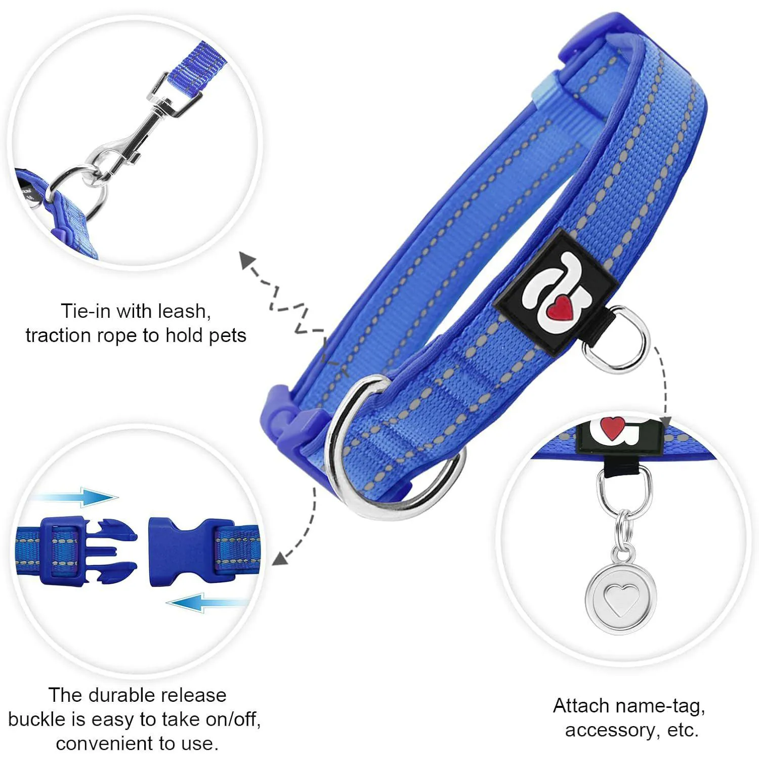 Collar Ajustable Para Perro Con Soporte Airtag Reflectante Y Acolchado Cómodo 3