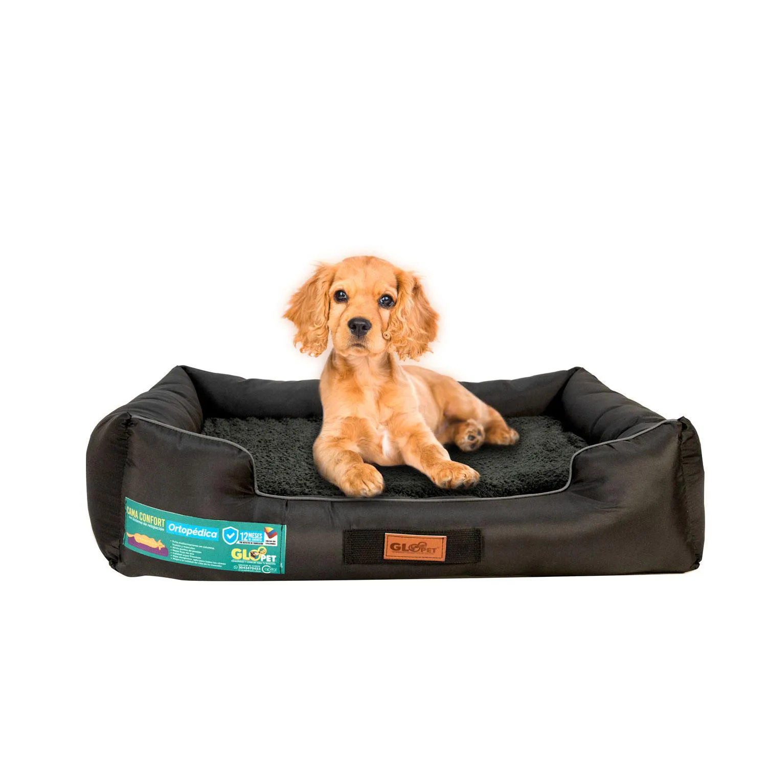 Cama Sofá Gloopet Con Tecnologia Antiestres Para Mascota Talla M Negro Gris 3