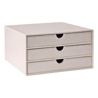 Organizador de Escritorio con 3 Cajones en Cuero Sintético UnionBasic Color Beige