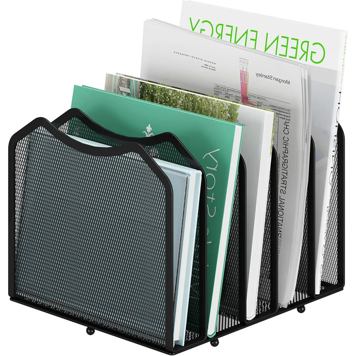 - Organizador De Archivos De Escritorio Simple Trending Estante De 5 Secciones Negro