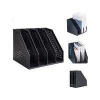 Archivador Plegable Negro con Cuatro Compartimentos Ajustables para Escritorio