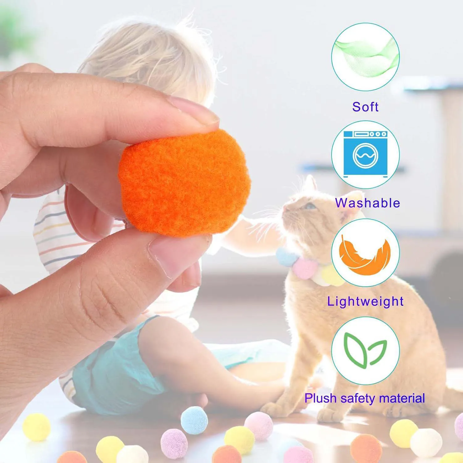 Lanzador De Bolas Para Gatos Aiersa Con 20 Pompones Interactivo Y Seguro 6