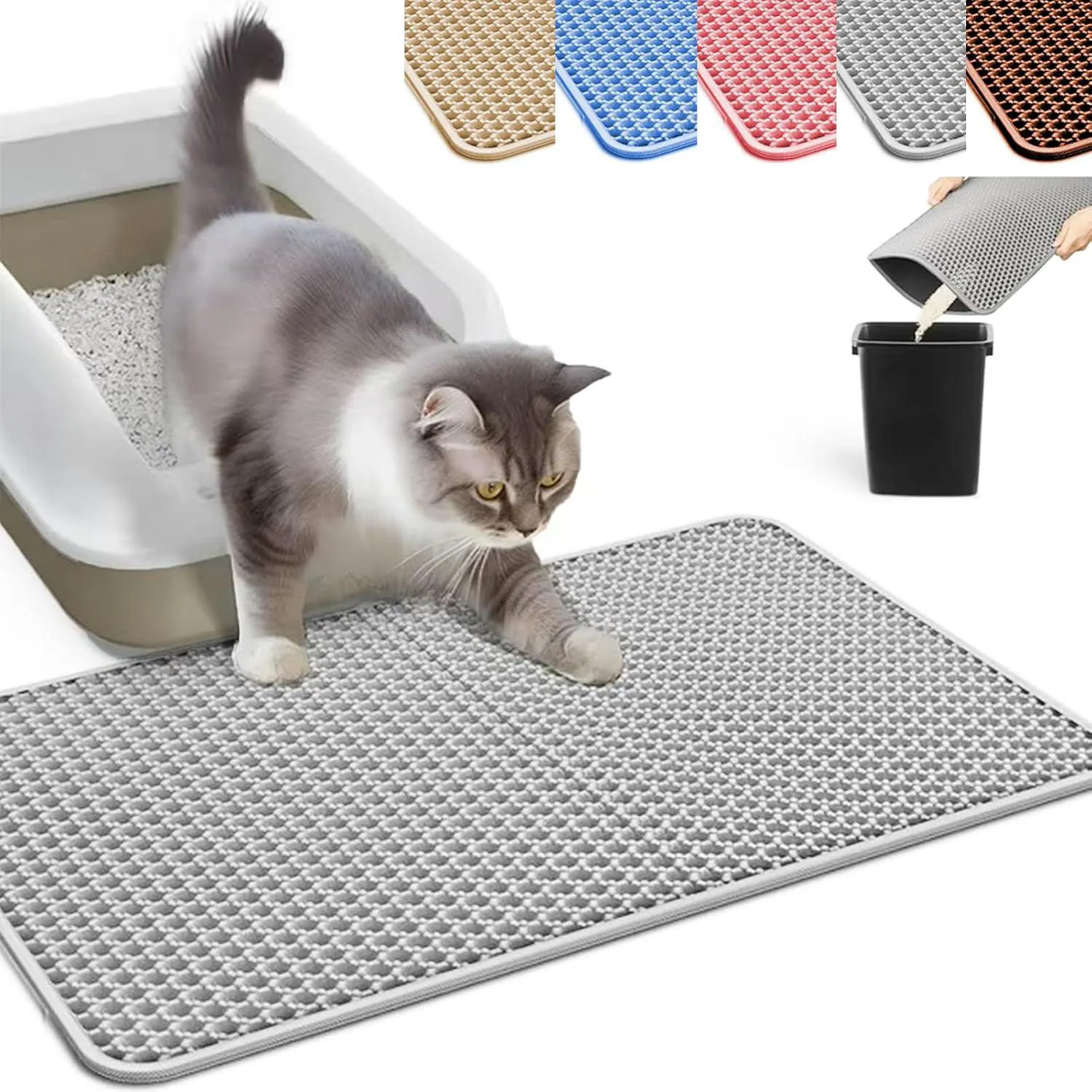 Tapete Grande Para Arena De Gato Con Diseño Panal Impermeable Antideslizante