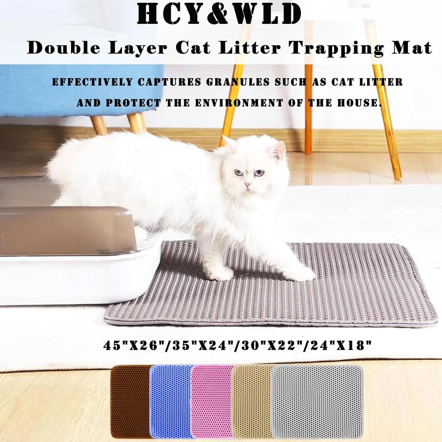 Tapete Grande Para Arena De Gato Con Diseño Panal Impermeable Antideslizante