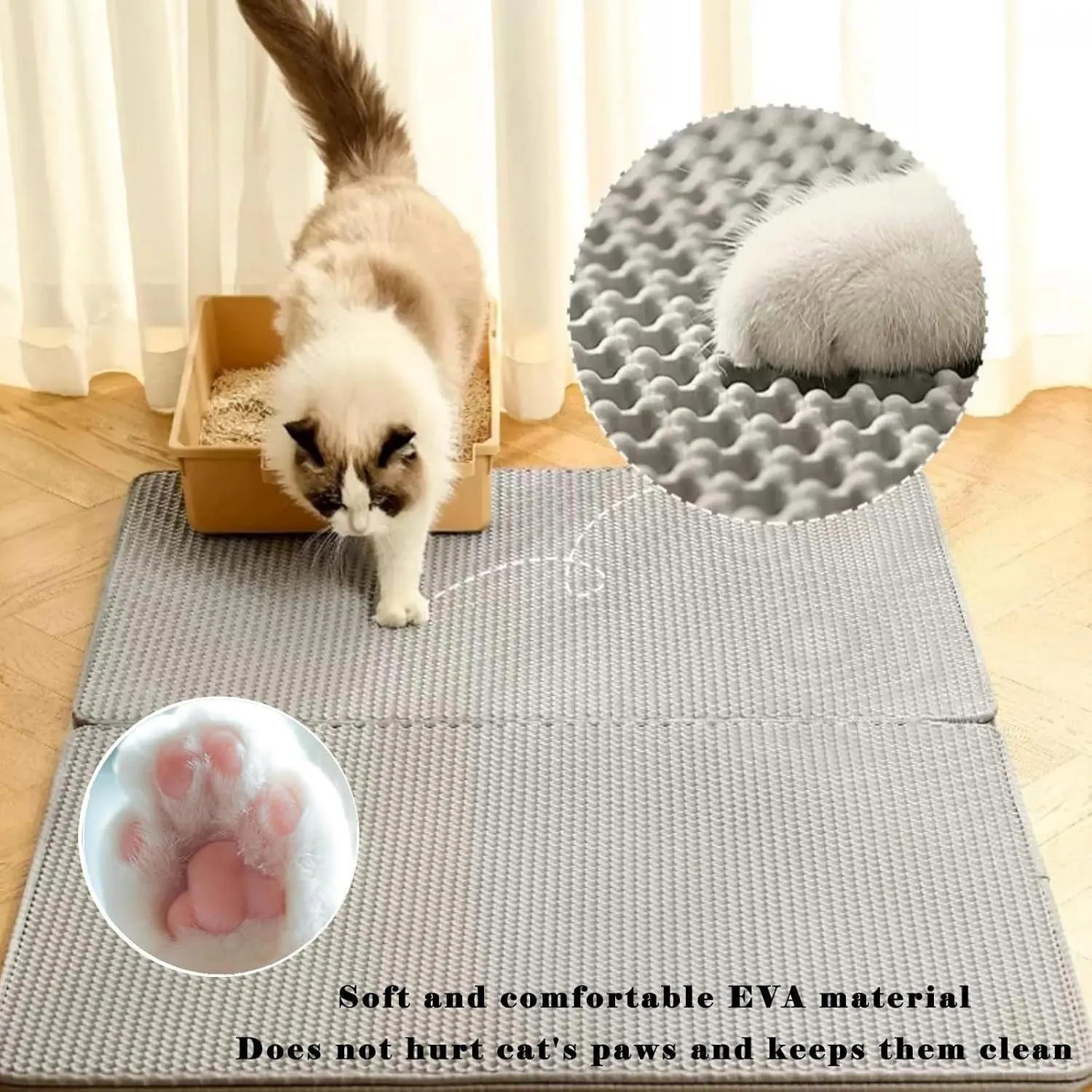 Tapete Grande Para Arena De Gato Con Diseño Panal Impermeable Antideslizante 3