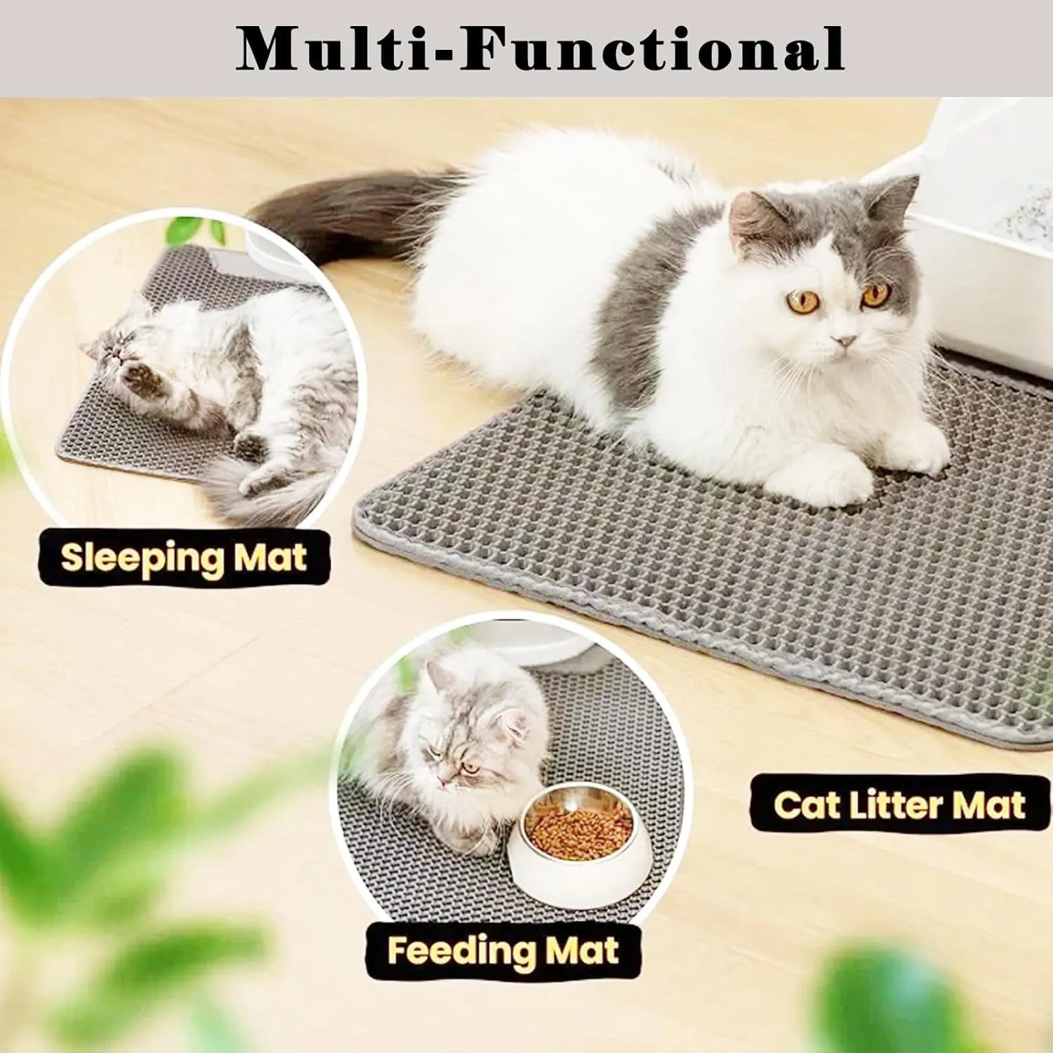 Tapete Grande Para Arena De Gato Con Diseño Panal Impermeable Antideslizante 6