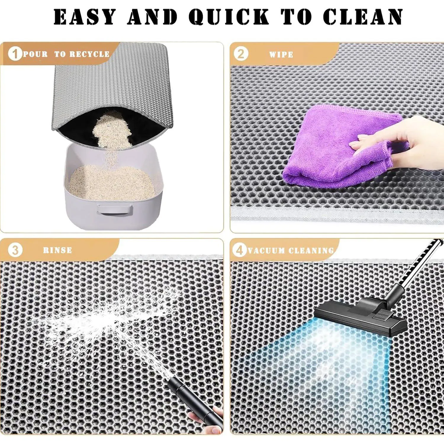 Tapete Grande Para Arena De Gato Con Diseño Panal Impermeable Antideslizante 7