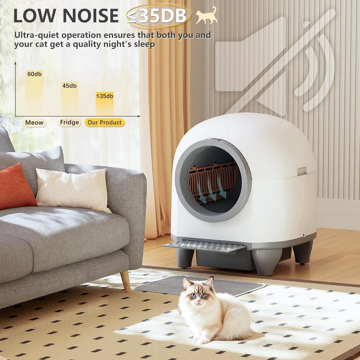 Caja De Arena Automática Para Gatos Con Limpieza Inteligente Y Control Por App
