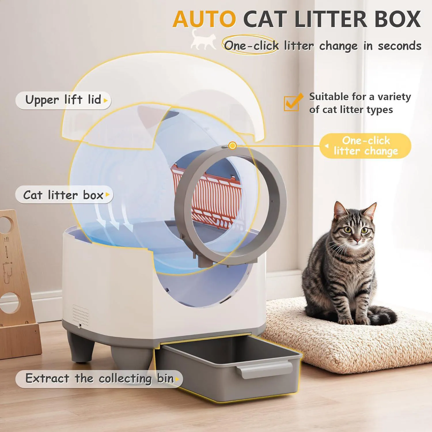 Caja De Arena Automática Para Gatos Con Limpieza Inteligente Y Control Por App 6