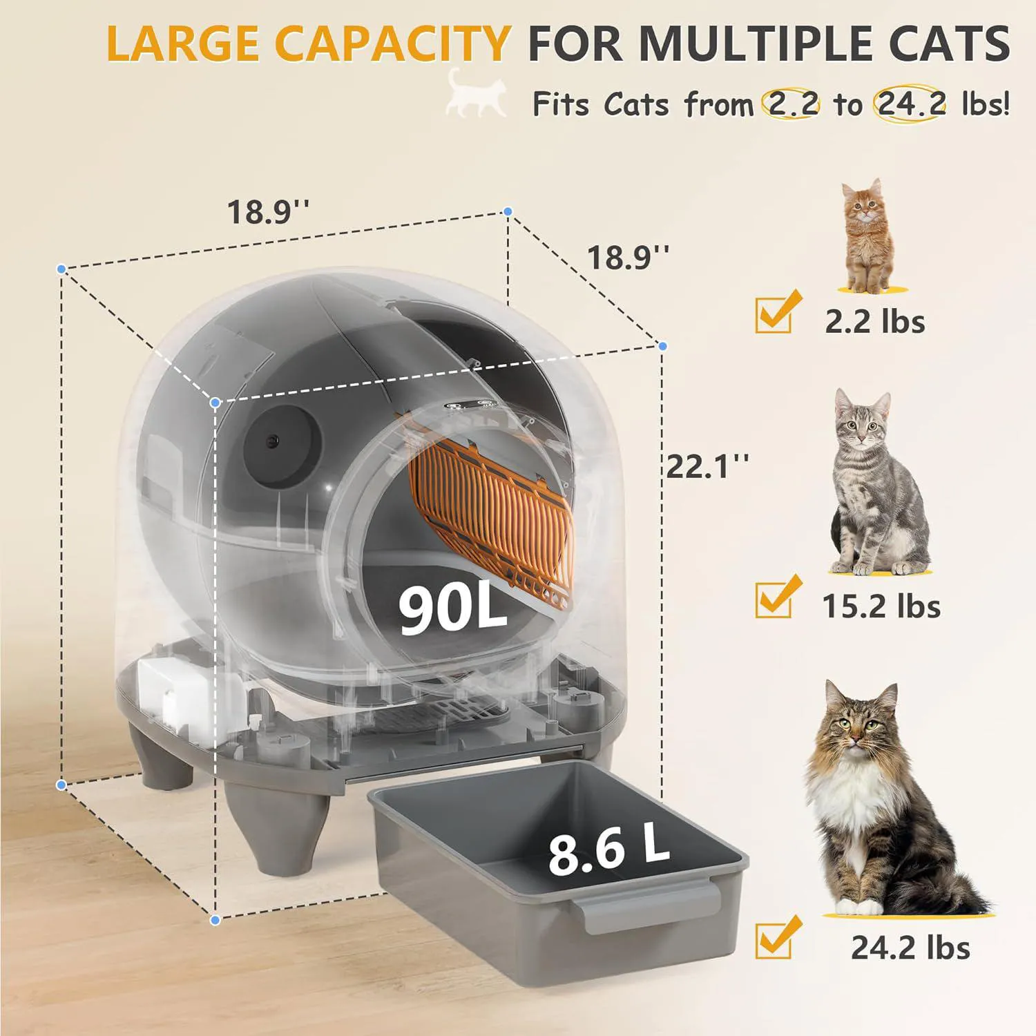 Caja De Arena Automática Para Gatos Con Limpieza Inteligente Y Control Por App 7