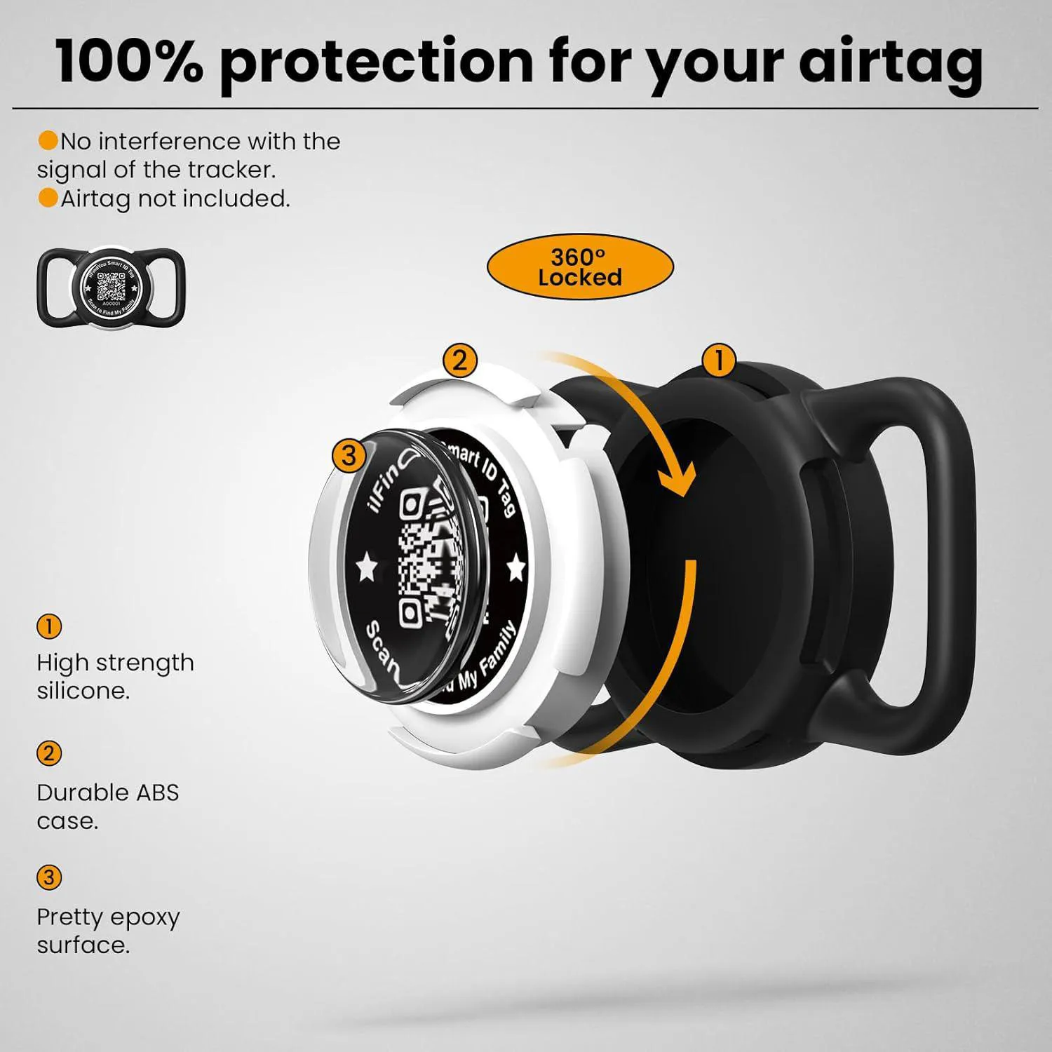 Soporte Impermeable Para AirTag De Silicona Ajustable Para Collar De Perro Y Gato