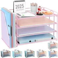 Organizador de Escritorio Gianotter de Cuatro Niveles en Metal Rosado