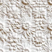 Papel Mural Floral Blanco Adhesivo 3D Decoración Moderna