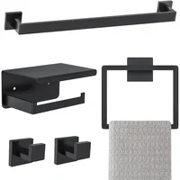 Juego de Accesorios para Baño en Acero Inoxidable Color Negro Mate