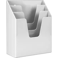 Organizador Vertical Triple para Carpetas Tamaño Carta en Plástico Blanco