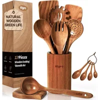 Juego de Utensilios de Madera para Cocina 9 Piezas con Soporte