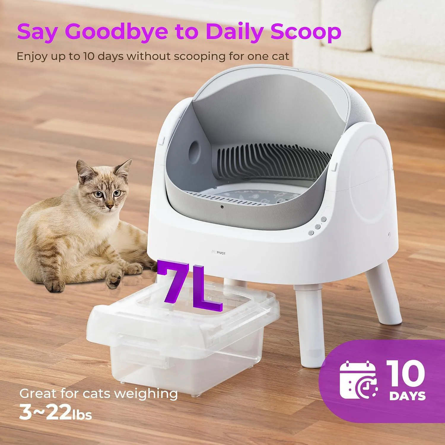 Caja De Arena Para Gatos PetPivot Autolimpiante Grande Con Alfombrilla Incluida 5