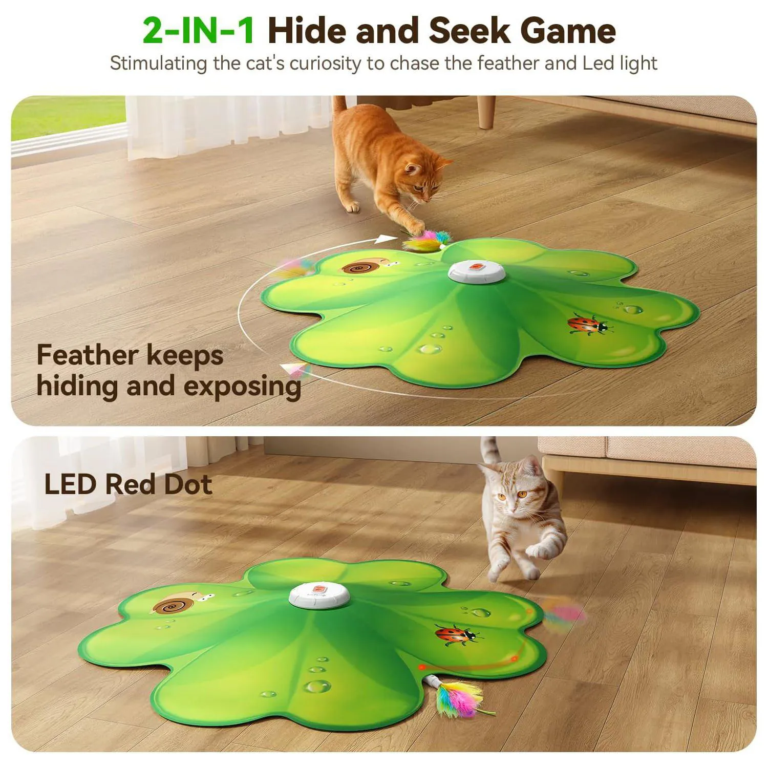 Juguete Interactivo Para Gatos Con Plumas Ocultas Y Luz LED Recargable