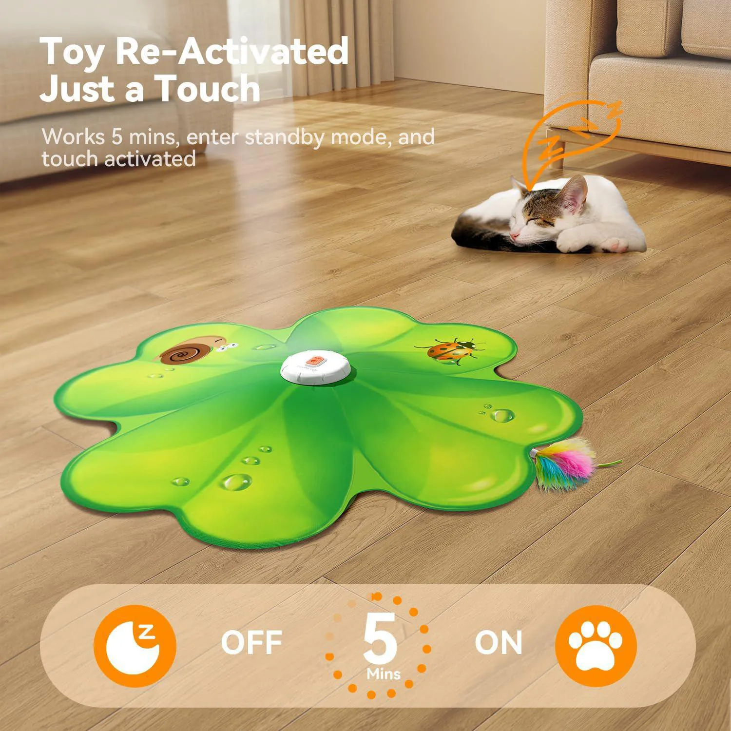 Juguete Interactivo Para Gatos Con Plumas Ocultas Y Luz LED Recargable 5