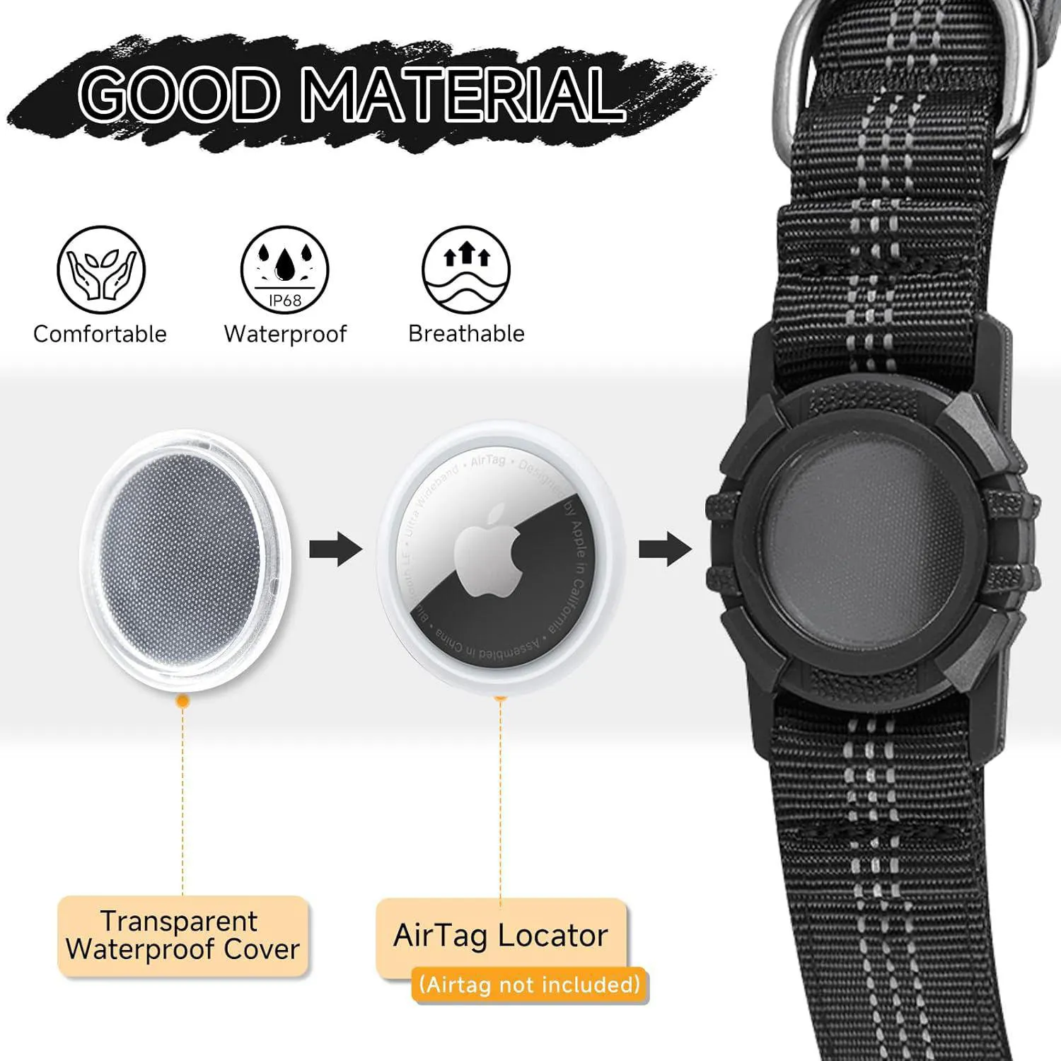 Collar Para Perro Compatible Con Airtag Impermeable Ajustable Y Seguro