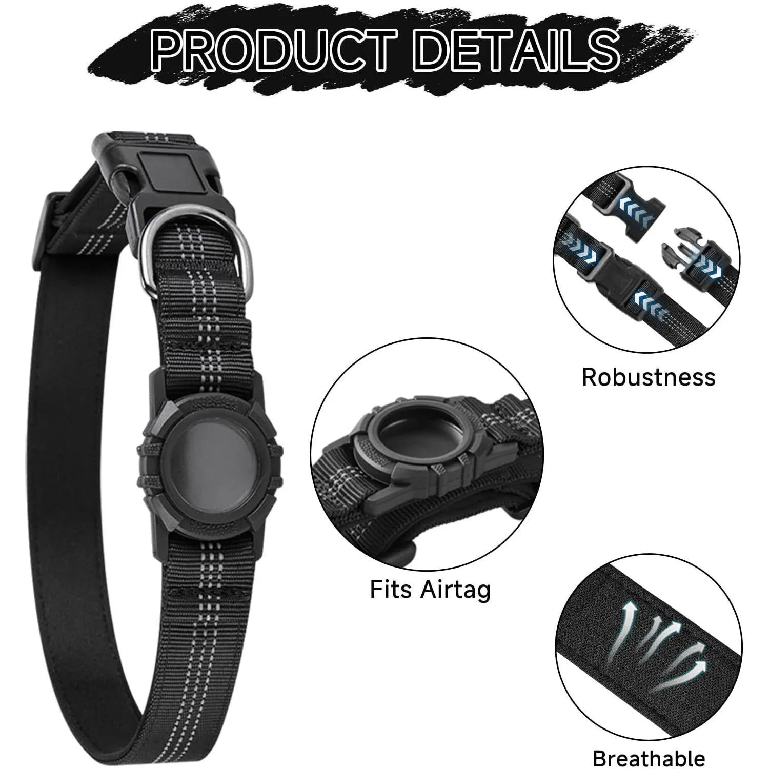 Collar Para Perro Compatible Con Airtag Impermeable Ajustable Y Seguro 3